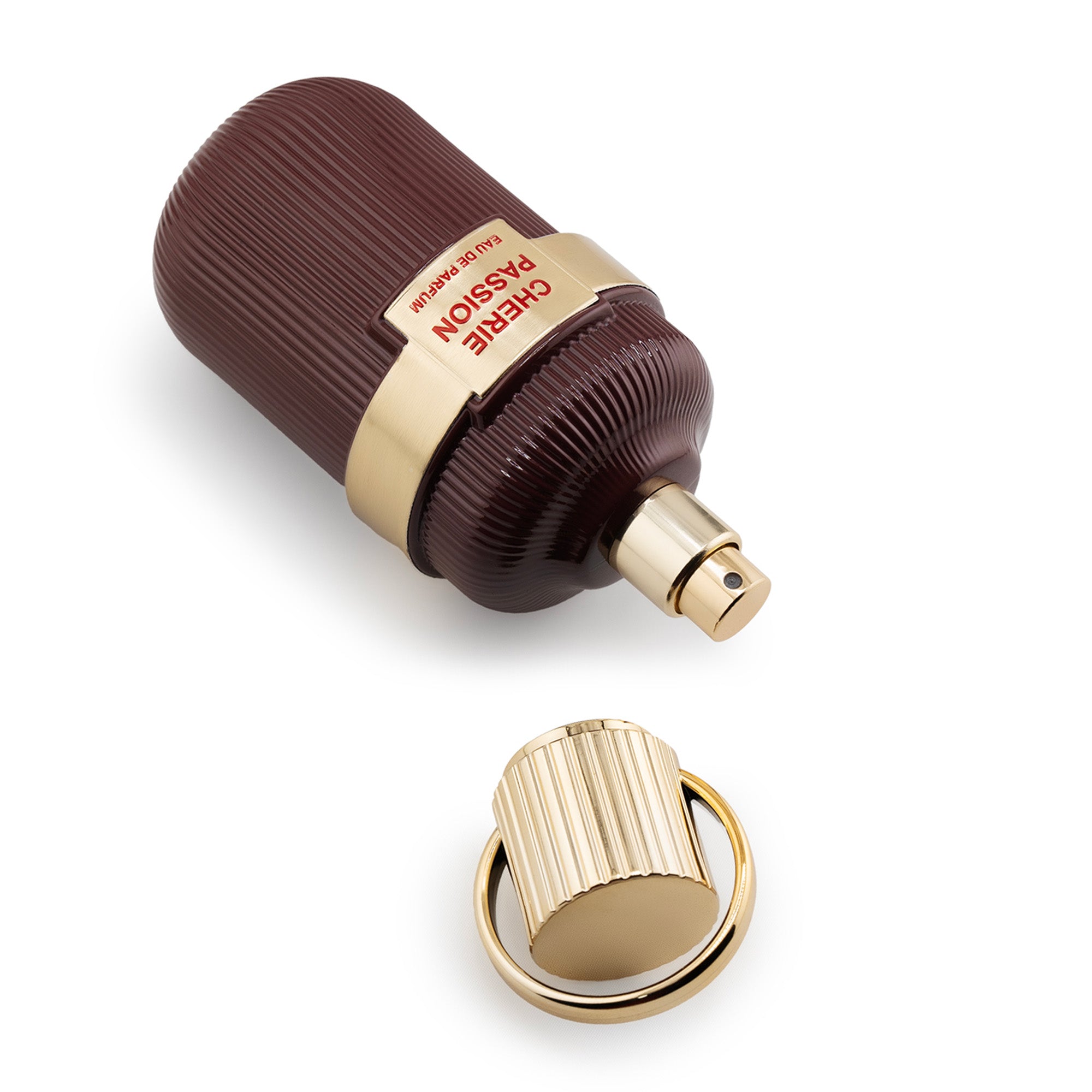 Cherie Passion Perfume Bottle With Cap off By La Parfum Galleria