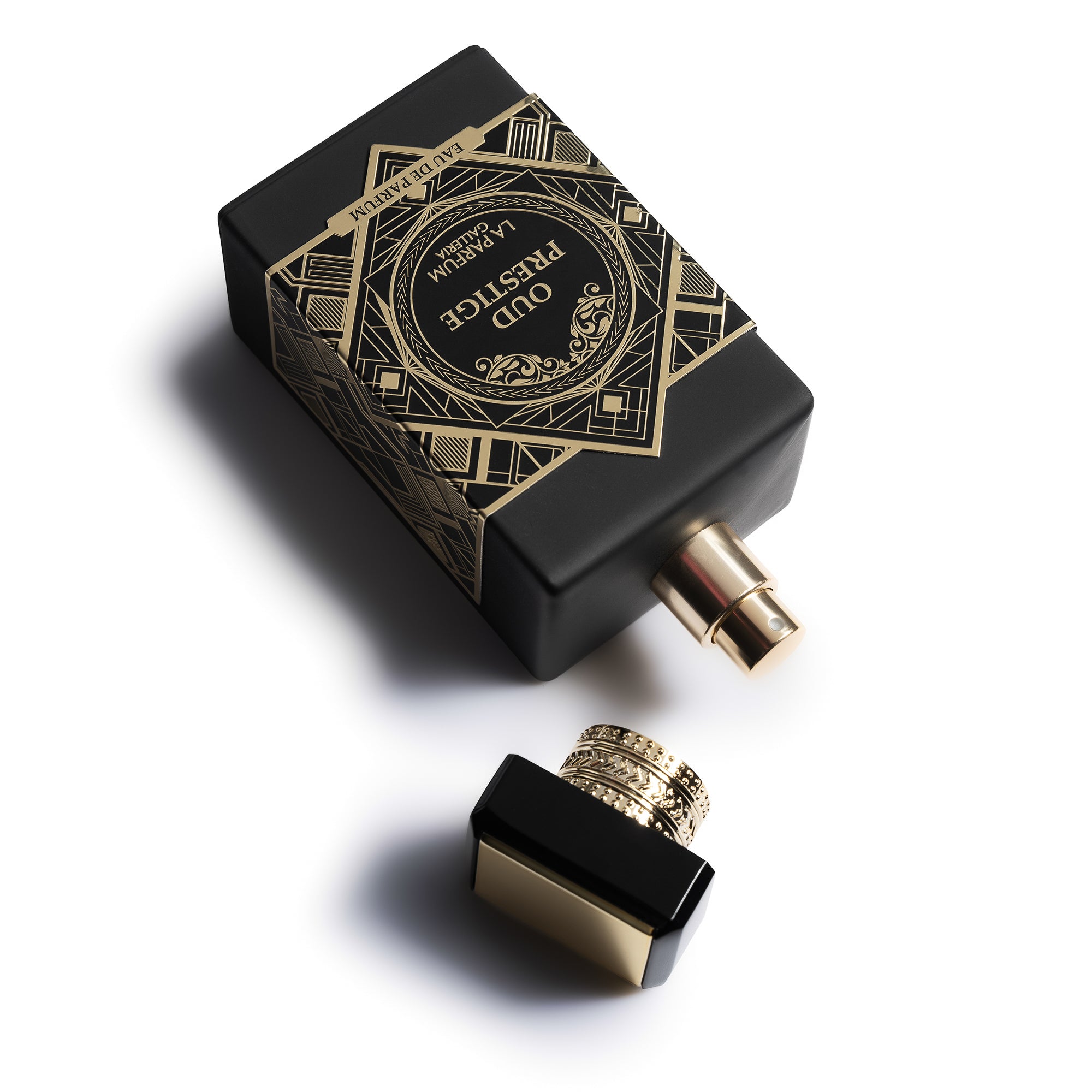 Oud Prestige Perfume Bottle With Cap off By La Parfum Galleria