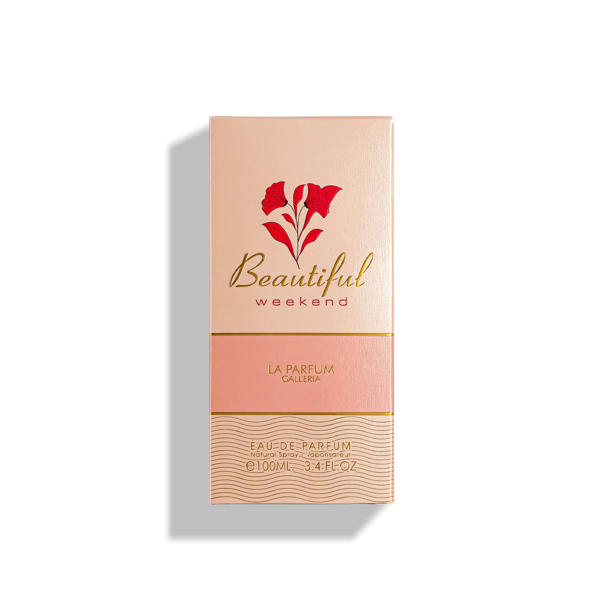 beautiful weekend Perfume box with 'Beautiful Weekend' branding on a white background