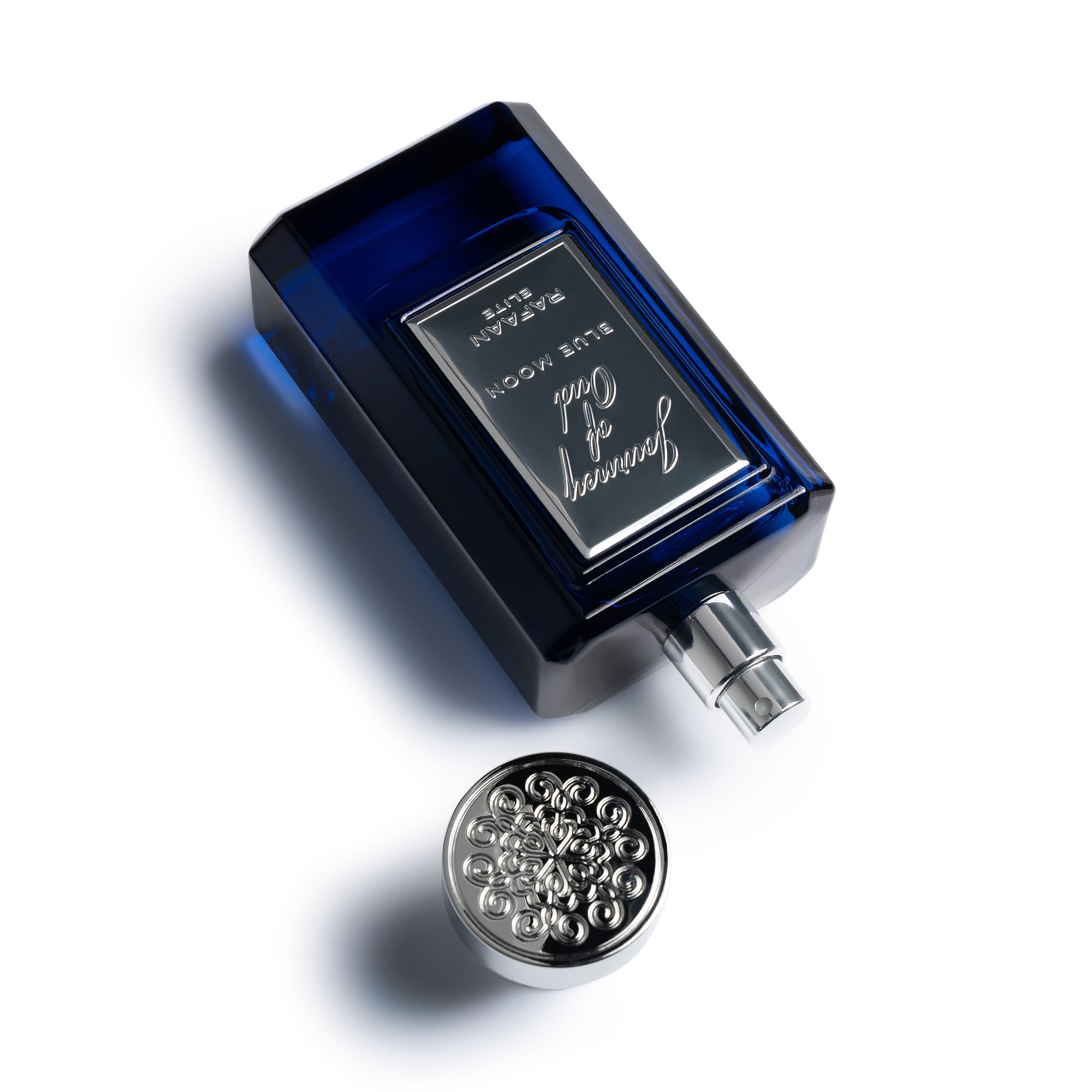 Journey of Oud Blue Moon Perfume Bottle With Cap Off By La Parfum Galleria 