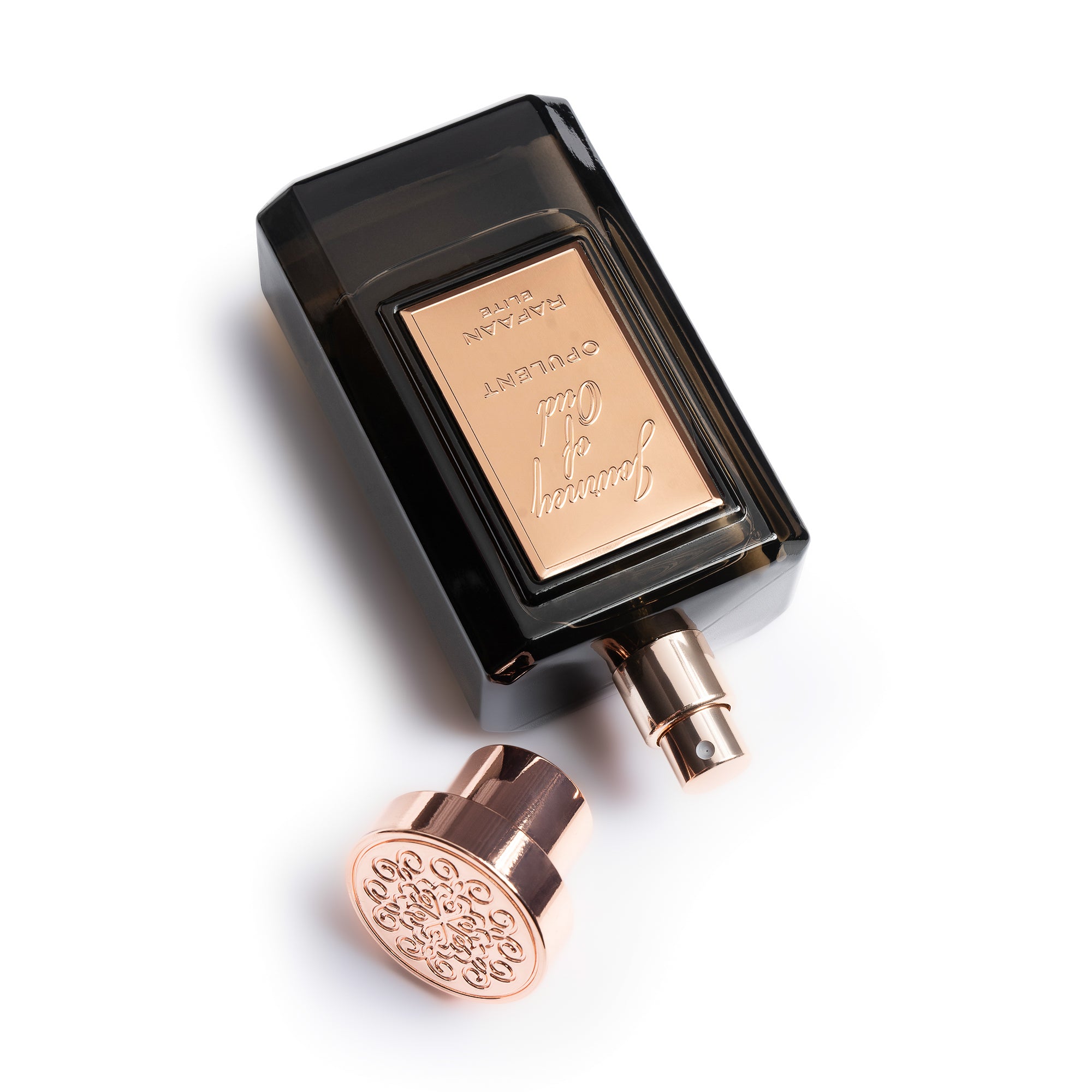 Journey of Oud Opulent Perfume Bottle With Cap Off By La Parfum Galleria