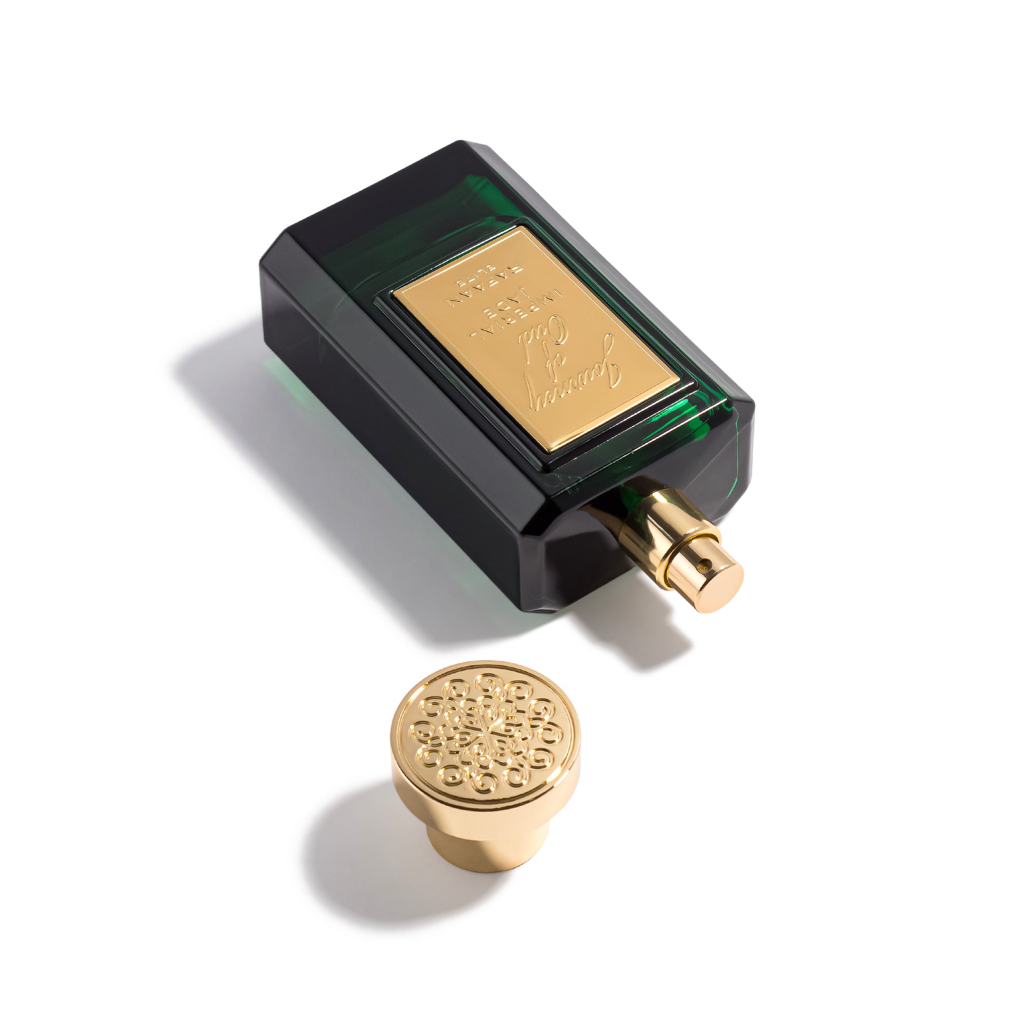 Journey of Oud Imperial Jade perfume on a white background