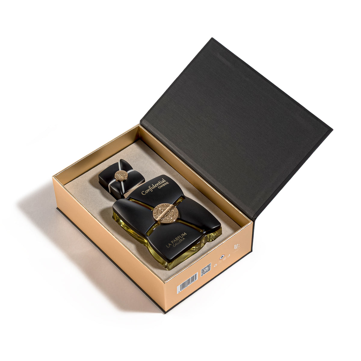Confidential Ombre Eau de Parfum 100ml bottle inside its open presentation box on a white background